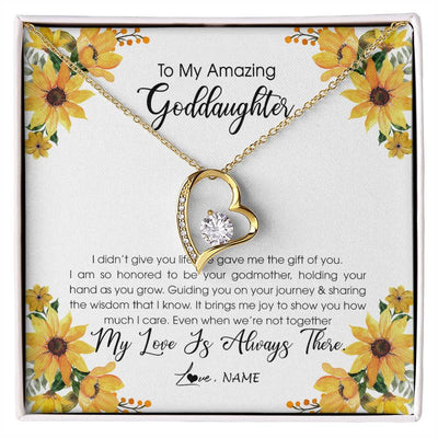 Forever Love Necklace 18K Yellow Gold Finish | Personalized To My Goddaughter Necklace From Godmother My Love Is Always There Goddaughter Birthday Christmas Graduation Customized Gift Box Message Card | teecentury