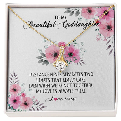 Alluring Beauty Necklace 18K Yellow Gold Finish | Personalized To My Goddaughter Necklace From Godmother My Love Is Always There Goddaughter Birthday Graduation Christmas Customized Gift Box Message Card | teecentury