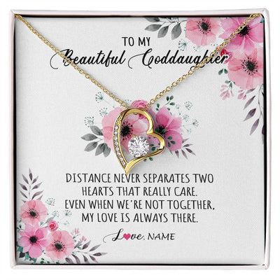 Forever Love Necklace 18K Yellow Gold Finish | Personalized To My Goddaughter Necklace From Godmother My Love Is Always There Goddaughter Birthday Graduation Christmas Customized Gift Box Message Card | teecentury