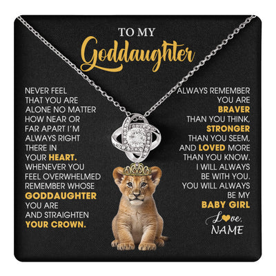 Love Knot Necklace 14K White Gold Finish | 1 | Personalized To My Goddaughter Necklace From Godmother Never Feel You Are Alone Lion Birthday Gift Goddaughter Christmas Customized Gift Box Message Card | teecentury