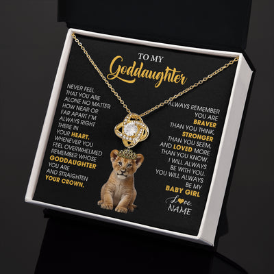 Love Knot Necklace 18K Yellow Gold Finish | 2 | Personalized To My Goddaughter Necklace From Godmother Never Feel You Are Alone Lion Birthday Gift Goddaughter Christmas Customized Gift Box Message Card | teecentury