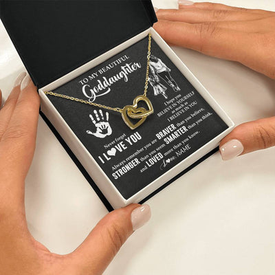 Interlocking Hearts Necklace 18K Yellow Gold Finish | 2 | Personalized To My Goddaughter Necklace From Godmother Never Forget I Love You Goddaughter Birthday Christmas Graduation Customized Gift Box Message Card | teecentury