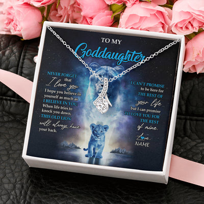 Alluring Beauty Necklace 14K White Gold Finish | 2 | Personalized To My Goddaughter Necklace From Godmother Never Forget I Love You Lion Goddaughter Jewelry Birthday Graduation Christmas Customized Message Card | teecentury