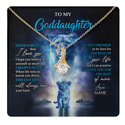 Alluring Beauty Necklace 18K Yellow Gold Finish | 1 | Personalized To My Goddaughter Necklace From Godmother Never Forget I Love You Lion Goddaughter Jewelry Birthday Graduation Christmas Customized Message Card | teecentury