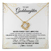 Love Knot Necklace 18K Yellow Gold Finish | 1 | Personalized To My Goddaughter Necklace From Godmother Never Forget That I Love You Goddaughter Birthday Graduation Christmas Customized Gift Box Message Card | teecentury