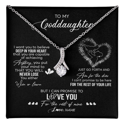Alluring Beauty Necklace 14K White Gold Finish | 1 | Personalized To My Goddaughter Necklace From Godmother Promise To Love You Goddaughter Birthday Graduation Christmas Pendant Customized Gift Box Message Card | teecentury