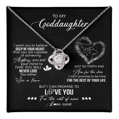 Love Knot Necklace 14K White Gold Finish | 1 | Personalized To My Goddaughter Necklace From Godmother Promise To Love You Goddaughter Birthday Graduation Christmas Pendant Customized Gift Box Message Card | teecentury