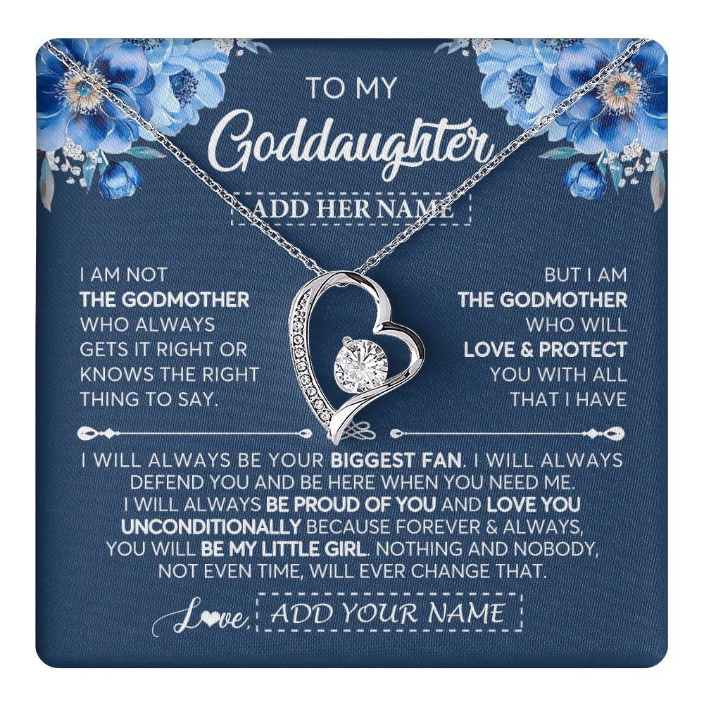 Forever Love Necklace 14K White Gold Finish | 1 | Personalized To My Goddaughter Necklace From Godmother Proud Of You Birthday Gifts For Goddaughter Jewelry Gifts Christmas Custom Gift Box Message Card | https://teecentury.