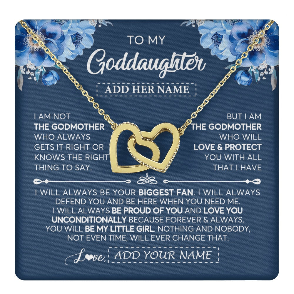 Interlocking Hearts Necklace 18K Yellow Gold Finish | 1 | Personalized To My Goddaughter Necklace From Godmother Proud Of You Birthday Gifts For Goddaughter Jewelry Gifts Christmas Custom Gift Box Message Card | https://teecentury.