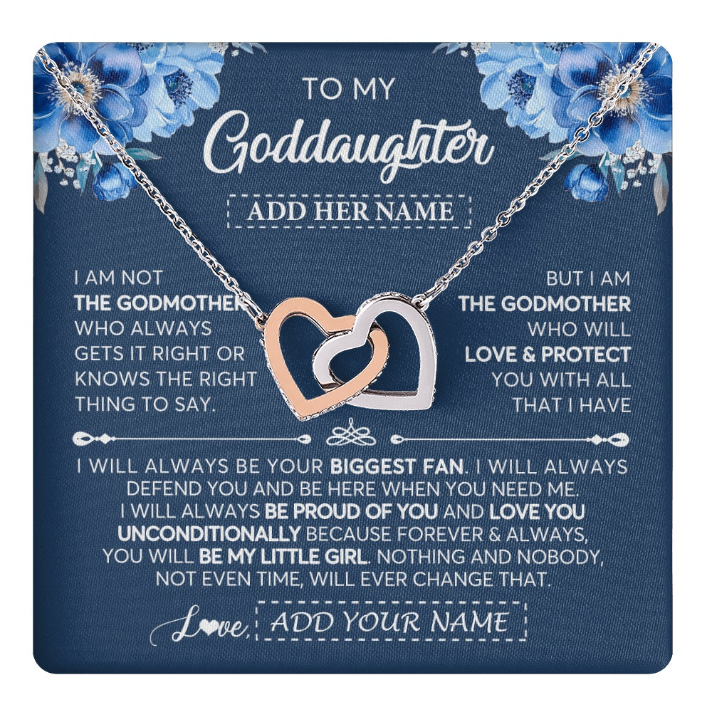 Interlocking Hearts Necklace Stainless Steel & Rose Gold Finish | 1 | Personalized To My Goddaughter Necklace From Godmother Proud Of You Birthday Gifts For Goddaughter Jewelry Gifts Christmas Custom Gift Box Message Card | https://teecentury.