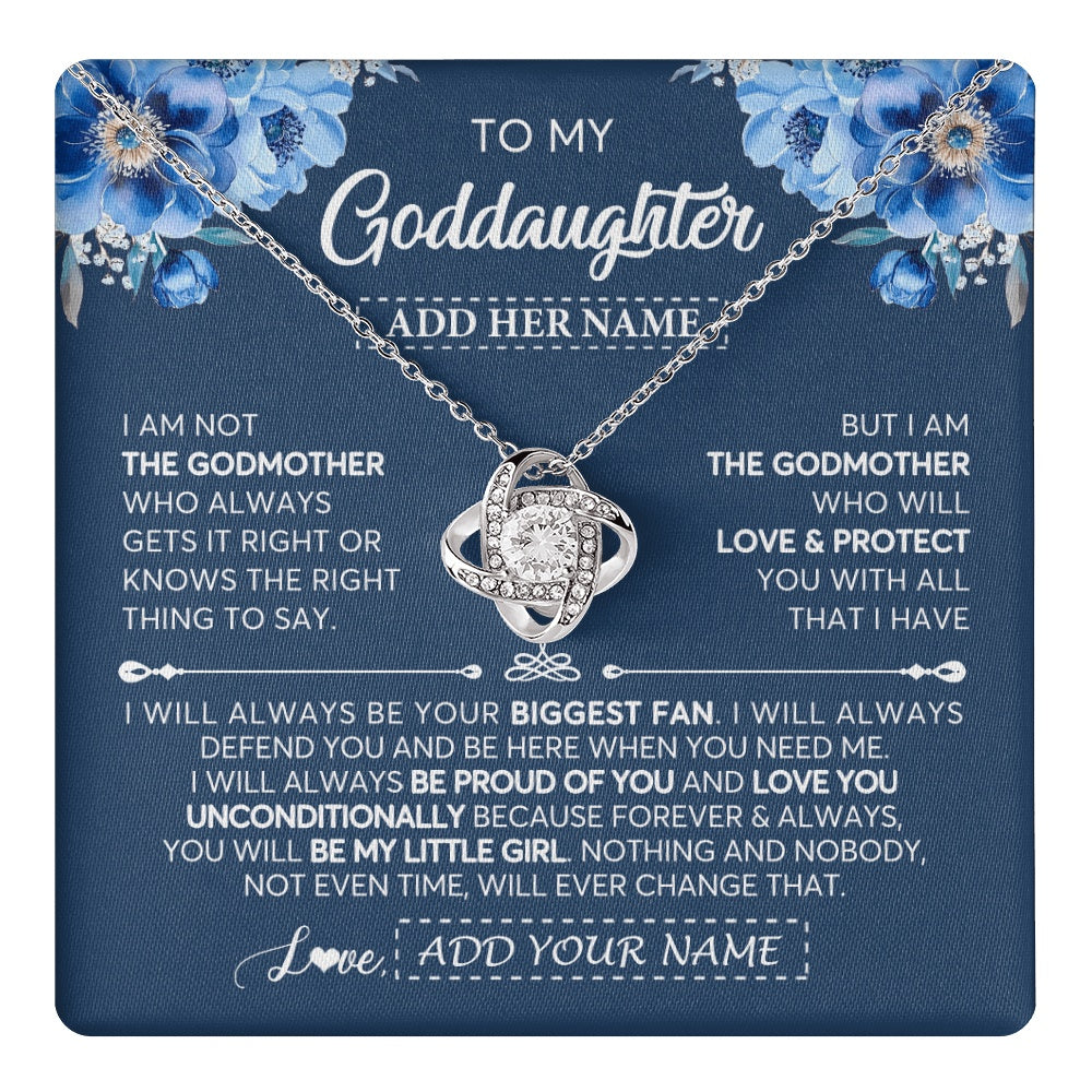 Love Knot Necklace 14K White Gold Finish | 1 | Personalized To My Goddaughter Necklace From Godmother Proud Of You Birthday Gifts For Goddaughter Jewelry Gifts Christmas Custom Gift Box Message Card | https://teecentury.