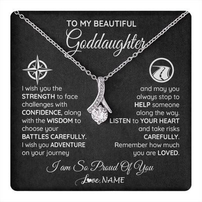 Alluring Beauty Necklace 14K White Gold Finish | 1 | Personalized To My Goddaughter Necklace From Godmother Uncle Aunt I Wish You The Strength Birthday Graduation Inspirational Customized Gift Box Message Card | teecentury.myshopify
