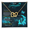 Interlocking Hearts Necklace 18K Yellow Gold Finish | 1 | Personalized To My Goddaughter Necklace From Godmother Uncle Fairy Silhouette Fantasy Moon Goddaughter Birthday Christmas Customized Gift Box Message Card | teecentury