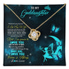 Love Knot Necklace 18K Yellow Gold Finish | 1 | Personalized To My Goddaughter Necklace From Godmother Uncle Fairy Silhouette Fantasy Moon Goddaughter Birthday Christmas Customized Gift Box Message Card | teecentury