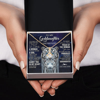 Alluring Beauty Necklace 18K Yellow Gold Finish | 2 | Personalized To My Goddaughter Necklace From Godmother Uncle I Close My Eyes White Tiger Goddaughter Birthday Gift Christmas Gift Box Message Card | https://teecentury.