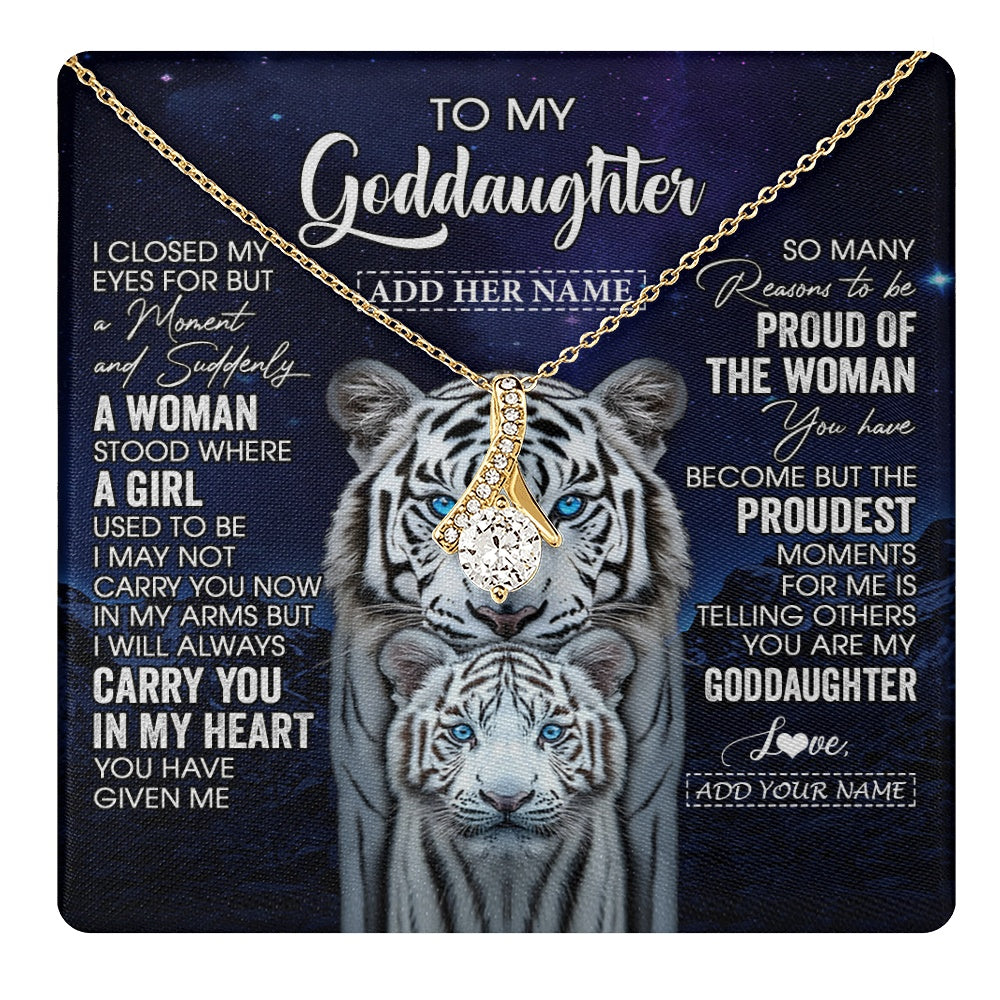 Alluring Beauty Necklace 18K Yellow Gold Finish | 1 | Personalized To My Goddaughter Necklace From Godmother Uncle I Close My Eyes White Tiger Goddaughter Birthday Gift Christmas Gift Box Message Card | https://teecentury.