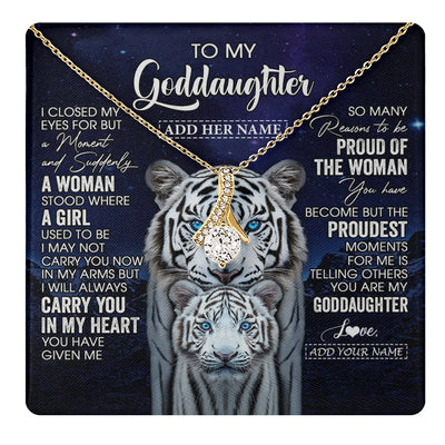 Alluring Beauty Necklace 18K Yellow Gold Finish | 1 | Personalized To My Goddaughter Necklace From Godmother Uncle I Close My Eyes White Tiger Goddaughter Birthday Gift Christmas Gift Box Message Card | https://teecentury.