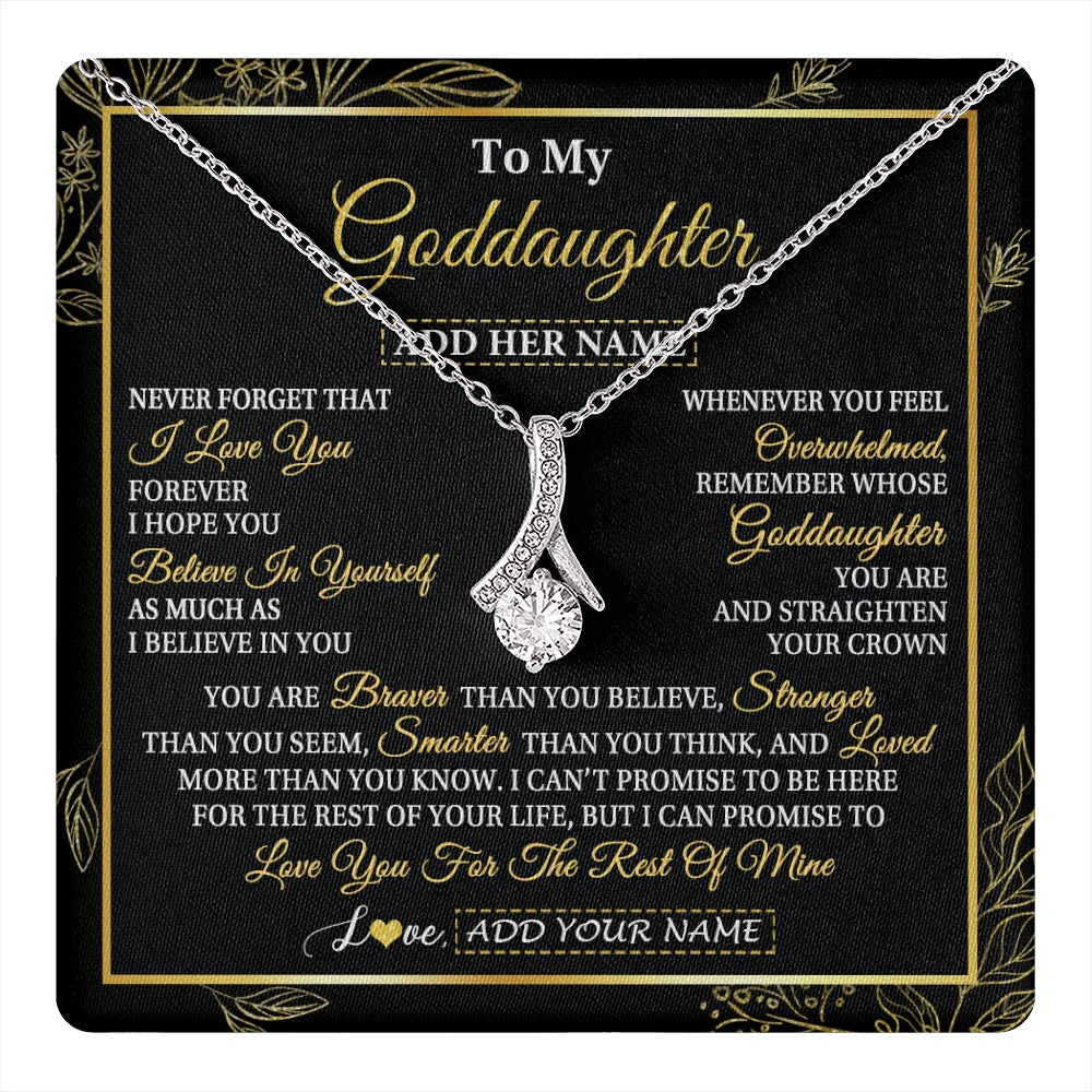 Alluring Beauty Necklace 14K White Gold Finish | 1 | Personalized To My Goddaughter Necklace From Godmother Uncle I Love You Gift For My Goddaughter Birthday Gifts Christmas Customized Gift Box Message Card | teecentury.myshopify
