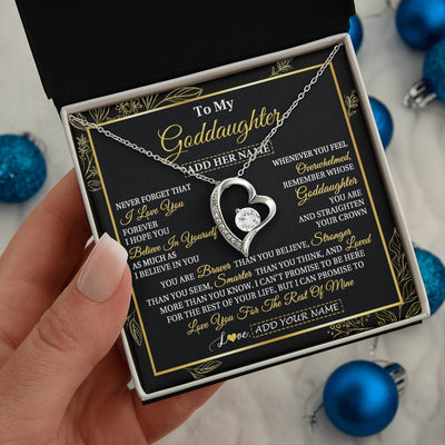 Forever Love Necklace 14K White Gold Finish | 2 | Personalized To My Goddaughter Necklace From Godmother Uncle I Love You Gift For My Goddaughter Birthday Gifts Christmas Customized Gift Box Message Card | teecentury.myshopify