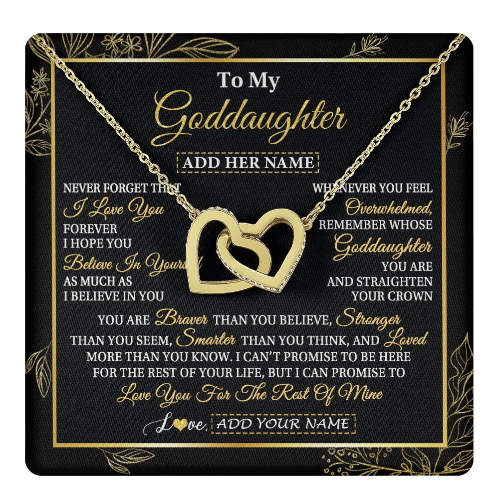 Interlocking Hearts Necklace 18K Yellow Gold Finish | 1 | Personalized To My Goddaughter Necklace From Godmother Uncle I Love You Gift For My Goddaughter Birthday Gifts Christmas Customized Gift Box Message Card | teecentury.myshopify