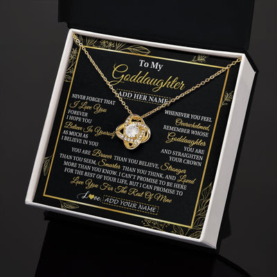 Love Knot Necklace 18K Yellow Gold Finish | 2 | Personalized To My Goddaughter Necklace From Godmother Uncle I Love You Gift For My Goddaughter Birthday Gifts Christmas Customized Gift Box Message Card | teecentury.myshopify