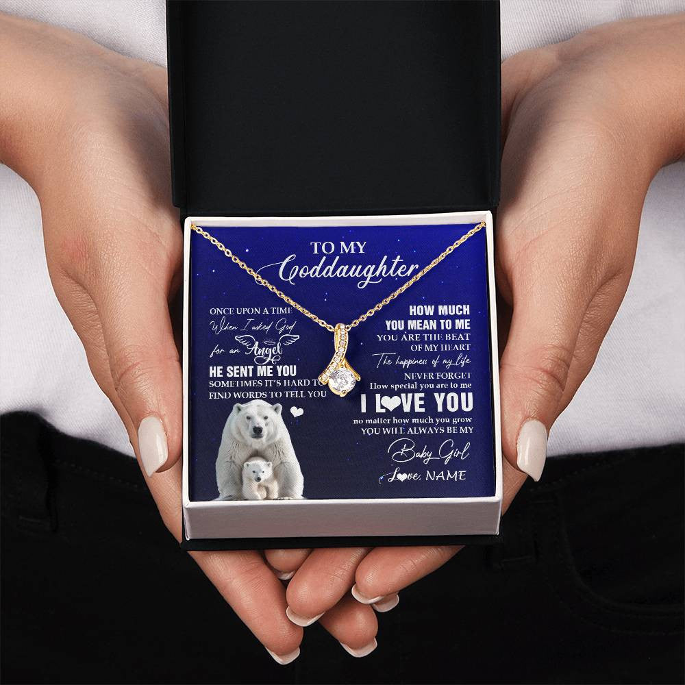 Alluring Beauty Necklace 18K Yellow Gold Finish | 2 | Personalized To My Goddaughter Necklace From Godmother Uncle Polar Bear Never Forget I Love You Goddaughter Birthday Christmas Customized Gift Box Message Card | teecentury