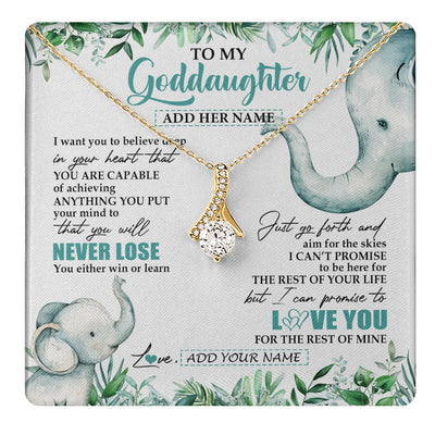 Alluring Beauty Necklace 18K Yellow Gold Finish | 1 | Personalized To My Goddaughter Necklace From Godmother Uncle You Will Never Lose Elephant Goddaughter Birthday Gifts Christmas Custom Gift Box Message Card | teecentury