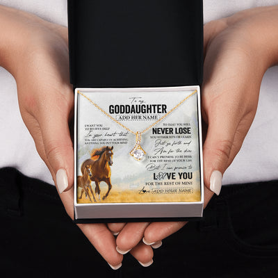 Alluring Beauty Necklace 18K Yellow Gold Finish | 2 | Personalized To My Goddaughter Necklace From Godmother Uncle You Will Never Lose Horse Goddaughter Birthday Gifts Christmas Customized Gift Box Message Card | teecentury