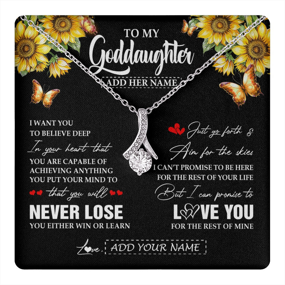 Alluring Beauty Necklace 14K White Gold Finish | 1 | Personalized To My Goddaughter Necklace From Godmother Uncle You Will Never Lose Sunflower Goddaughter Birthday Gifts Christmas Custom Gift Box Message Card | teecentury.myshopify