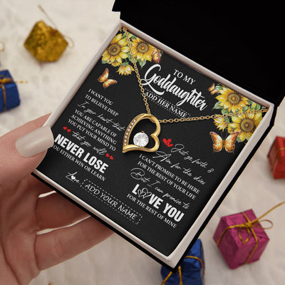 Forever Love Necklace 18K Yellow Gold Finish | 2 | Personalized To My Goddaughter Necklace From Godmother Uncle You Will Never Lose Sunflower Goddaughter Birthday Gifts Christmas Custom Gift Box Message Card | teecentury.myshopify