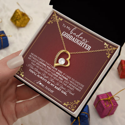 Forever Love Necklace 18K Yellow Gold Finish | 2 | Personalized To My Goddaughter Necklace From Godmother Uncle You'll Always Be My Goddaughter Birthday Christmas Customized Gift Box Message Card | teecentury.myshopify