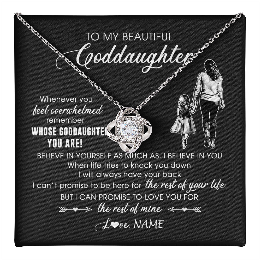 Love Knot Necklace 14K White Gold Finish | 1 | Personalized To My Goddaughter Necklace From Godmother Whenever You Feel Overwhelmed Goddaughter Jewelry Birthday Graduation Christmas Customized Message Card | teecentury