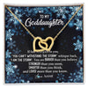 Interlocking Hearts Necklace 18K Yellow Gold Finish | Personalized To My Goddaughter Necklace From Godmother Whisper Back I Am The Storm Goddaughter Jewelry Birthday Graduation Christmas Customized Message Card | teecentury