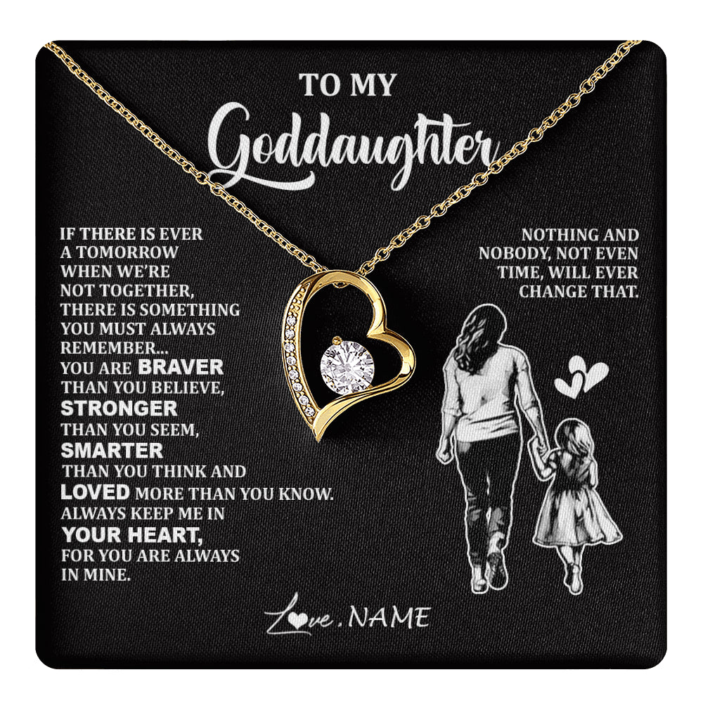 Forever Love Necklace 18K Yellow Gold Finish | 1 | Personalized To My Goddaughter Necklace From Godmother You Are Always In Mine Beautiful Goddaughter Birthday Graduation Christmas With Gift Box Message Card | teecentury