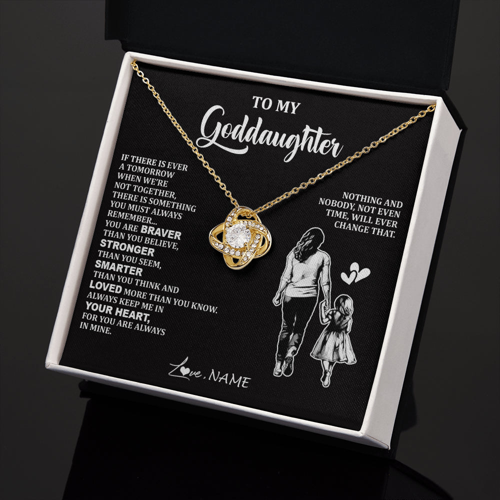 Love Knot Necklace 18K Yellow Gold Finish | 2 | Personalized To My Goddaughter Necklace From Godmother You Are Always In Mine Beautiful Goddaughter Birthday Graduation Christmas With Gift Box Message Card | teecentury