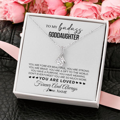 Alluring Beauty Necklace | Personalized To My Goddaughter Necklace From Godmother You Are Forever Beautiful Goddaughter Birthday Graduation Christmas Customized Gift Box Message Card | teecentury
