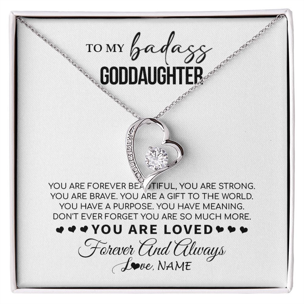 Forever Love Necklace | Personalized To My Goddaughter Necklace From Godmother You Are Forever Beautiful Goddaughter Birthday Graduation Christmas Customized Gift Box Message Card | teecentury