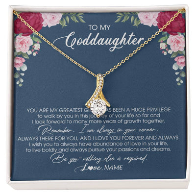 Alluring Beauty Necklace 18K Yellow Gold Finish | Personalized To My Goddaughter Necklace From Godmother You Are My Greatest Gift Goddaughter Birthday Christmas Customized Jewelry Gift Box Message Card | teecentury