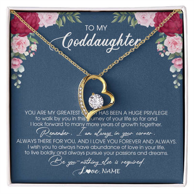 Forever Love Necklace 18K Yellow Gold Finish | Personalized To My Goddaughter Necklace From Godmother You Are My Greatest Gift Goddaughter Birthday Christmas Customized Jewelry Gift Box Message Card | teecentury