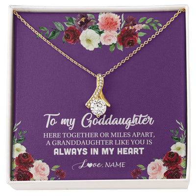 Alluring Beauty Necklace 18K Yellow Gold Finish | Personalized To My Goddaughter Necklace From Godmother You Is Always In My Heart Goddaughter Birthday Christmas Jewelry Customized Gift Box Message Card | teecentury