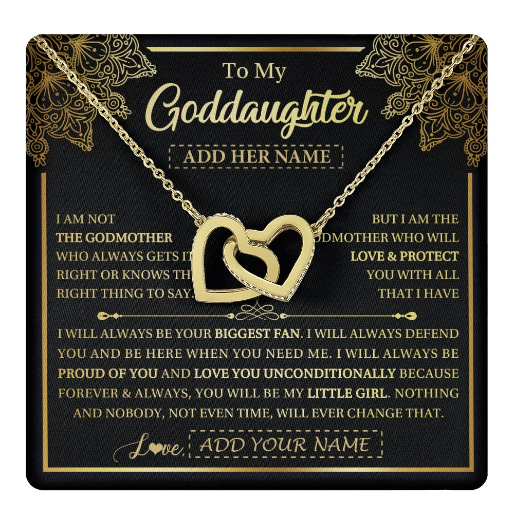 Interlocking Hearts Necklace 18K Yellow Gold Finish | 1 | Personalized To My Goddaughter Necklace From Godmother Your Biggest Fan Birthday Gifts For Goddaughter Gifts Christmas Jewelry Custom Gift Box Message Card | teecentury.myshopify