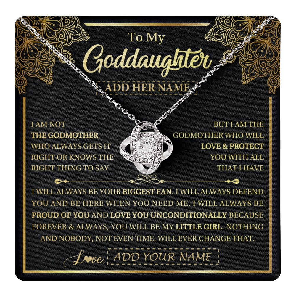 Love Knot Necklace 14K White Gold Finish | 1 | Personalized To My Goddaughter Necklace From Godmother Your Biggest Fan Birthday Gifts For Goddaughter Gifts Christmas Jewelry Custom Gift Box Message Card | teecentury.myshopify