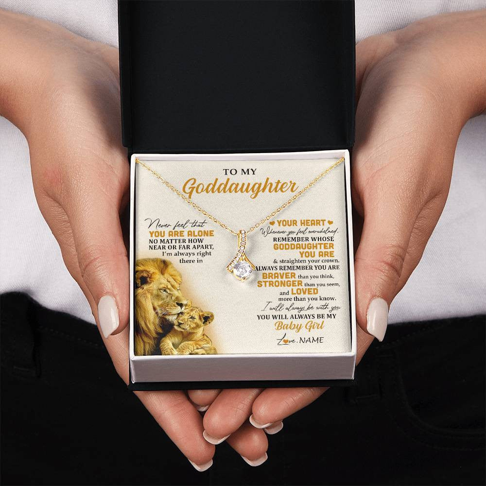 Alluring Beauty Necklace 18K Yellow Gold Finish | 2 | Personalized To My Goddaughter Necklace From Uncle Lion Never Feel That You Are Alone Great Goddaughter Birthday Christmas Customized Gift Box Message Card | teecentury