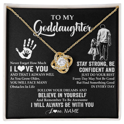 Love Knot Necklace 18K Yellow Gold Finish | 1 | Personalized To My Goddaughter Necklace I Love You Forever From Godfather Goddaughter Birthday Gifts Christmas Graduation Customized Gift Box Message Card | teecentury
