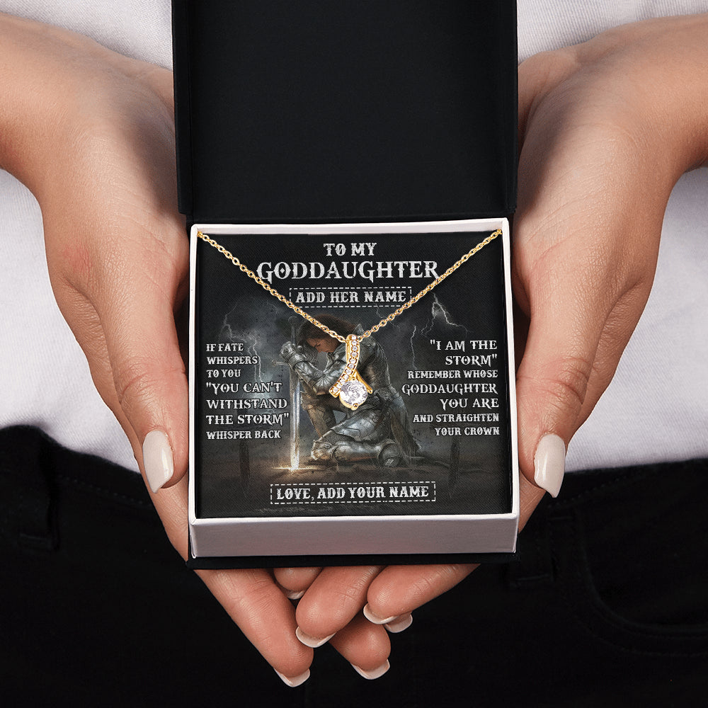 Alluring Beauty Necklace 18K Yellow Gold Finish | 2 | Personalized To My Goddaughter Necklace Women Warrior Knights Templar I Am The Storm Best Goddaughter Birthday Gifts Christmas Custom Gift Box Message Card | teecentury
