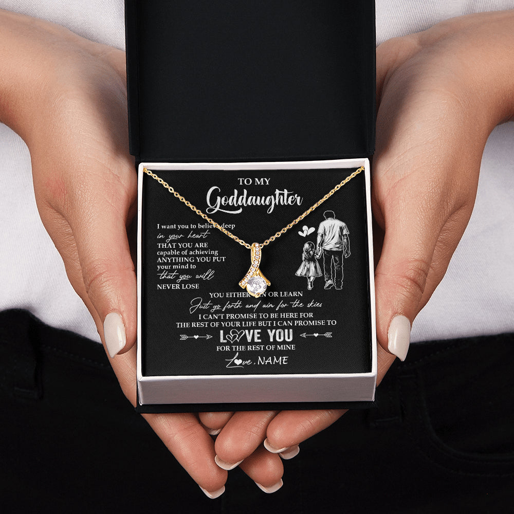 Alluring Beauty Necklace 18K Yellow Gold Finish | 2 | Personalized To My Goddaughter Necklace You Will Never Lose From Godfather Uncle Goddaughter Birthday Gifts Graduation Christmas Gift Box Message Card | teecentury