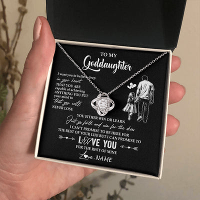 Love Knot Necklace 14K White Gold Finish | 2 | Personalized To My Goddaughter Necklace You Will Never Lose From Godfather Uncle Goddaughter Birthday Gifts Graduation Christmas Gift Box Message Card | teecentury