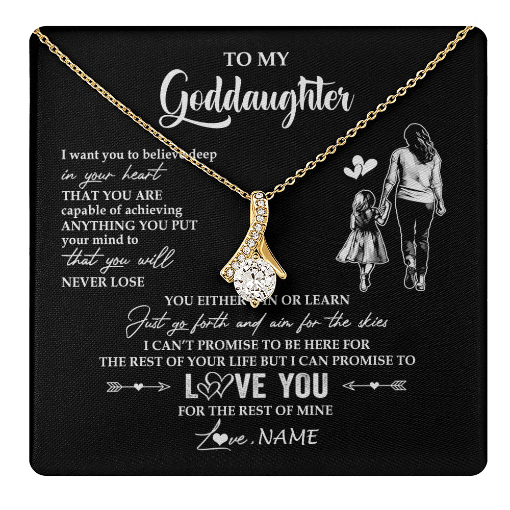 Alluring Beauty Necklace 18K Yellow Gold Finish | 1 | Personalized To My Goddaughter Necklace You Will Never Lose From Godmother Aunt Goddaughter Birthday Gifts Graduation Christmas Gift Box Message Card | teecentury