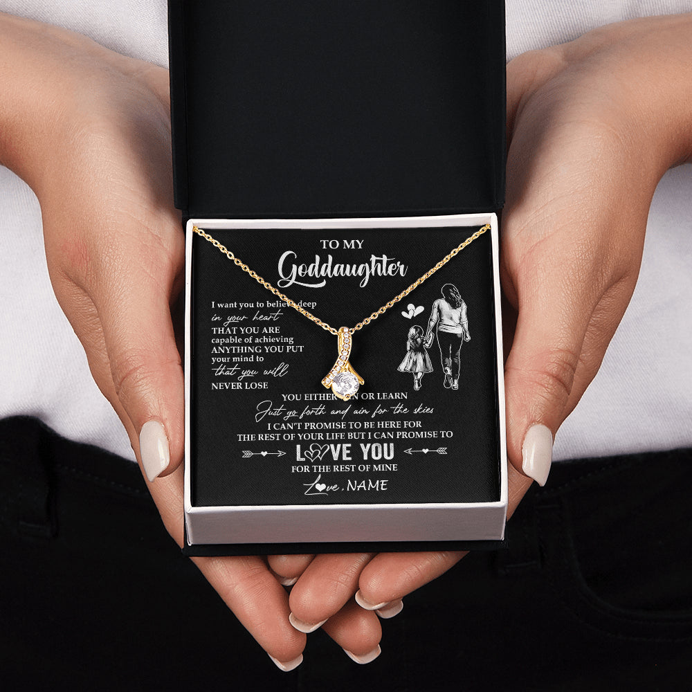 Alluring Beauty Necklace 18K Yellow Gold Finish | 2 | Personalized To My Goddaughter Necklace You Will Never Lose From Godmother Aunt Goddaughter Birthday Gifts Graduation Christmas Gift Box Message Card | teecentury