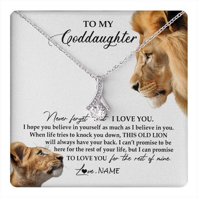 Alluring Beauty Necklace 14K White Gold Finish | 1 | Personalized To My Goddaughter Necklace from Godfather Forget I Love You Lion Jewelry Goddaughter Birthday Graduation Christmas Customized Message Card | teecentury